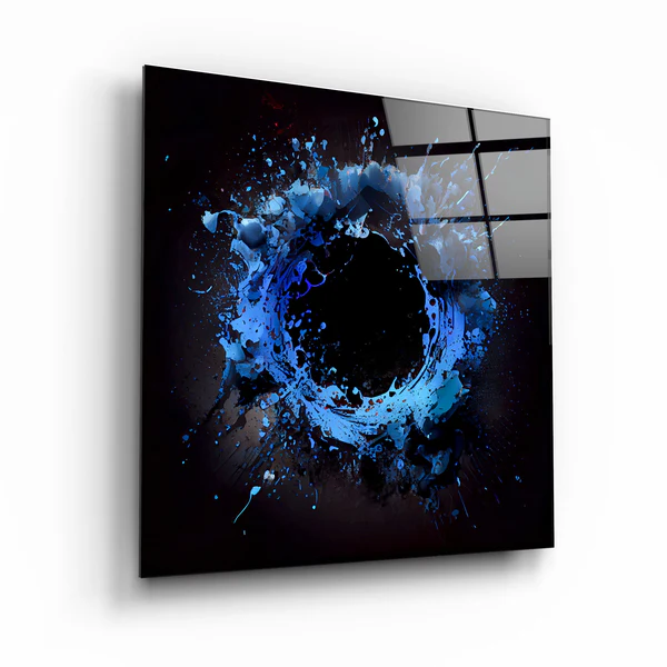"Paint Splash Ring-Blue". Designer's Collection Glass Wall Art