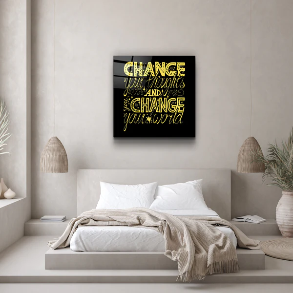・"Change Your World - Yellow"・Glass Wall Art - Image 2