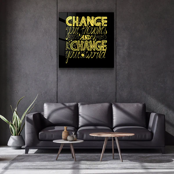 ・"Change Your World - Yellow"・Glass Wall Art - Image 3