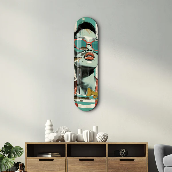 Retro Woman With Glasses | Glass Wall Art - Image 2