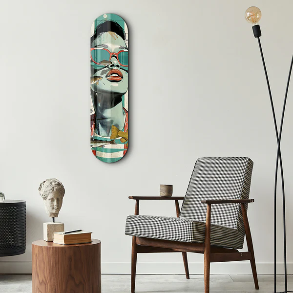 Retro Woman With Glasses | Glass Wall Art - Image 3