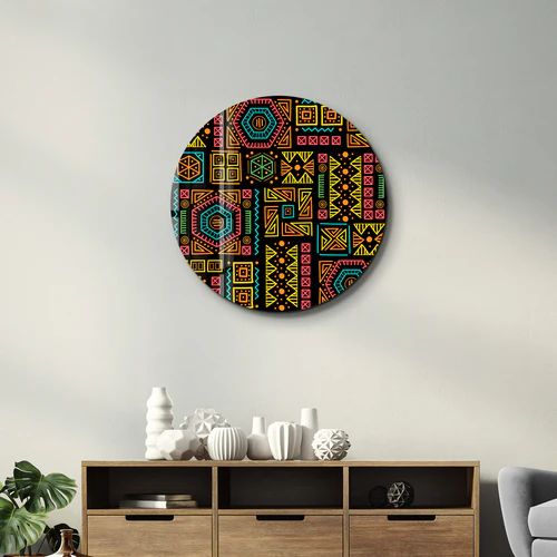 ・"Ethnica "・Rounded Glass Wall Art - Image 3