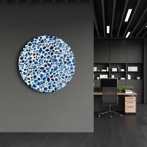 ・"Blue Terrazzo"・Rounded Glass Wall Art - Image 2