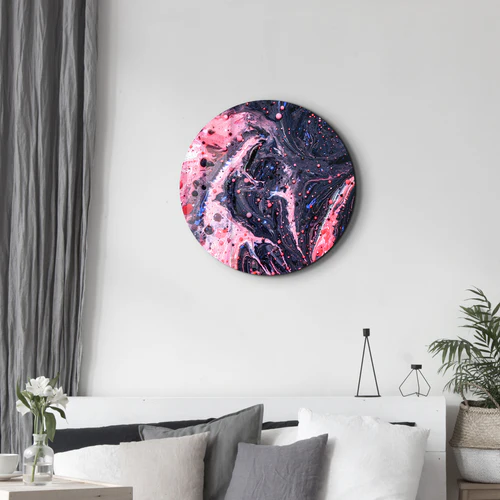 ・"Pink Marble Galaxy"・Rounded Glass Wall Art - Image 2