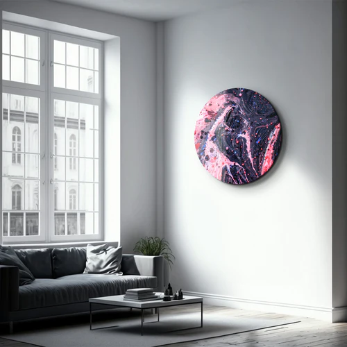 ・"Pink Marble Galaxy"・Rounded Glass Wall Art - Image 3