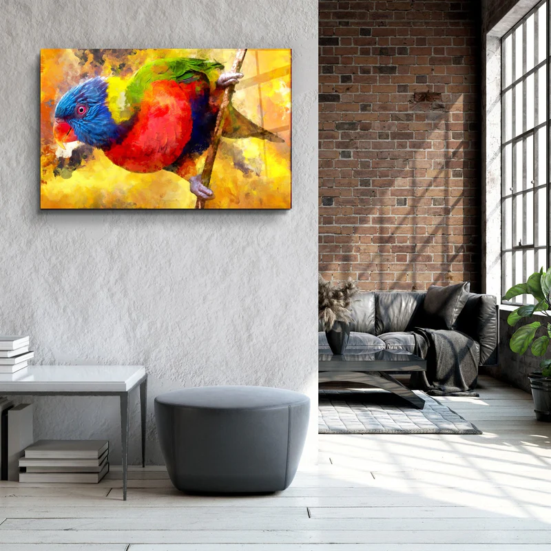 ・"Abstract Colorful Parrot"・Glass Wall Art - Image 3