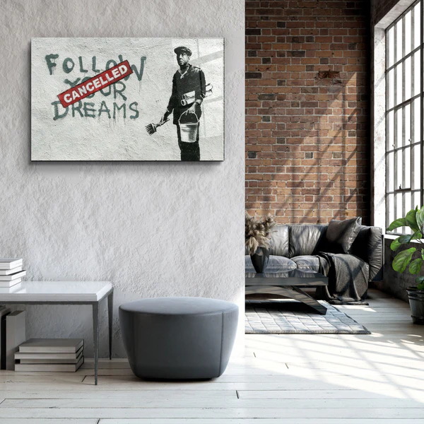 Banksy - Follow Your Dreams-Cancelled"ć»Glass Wall Art - Image 3