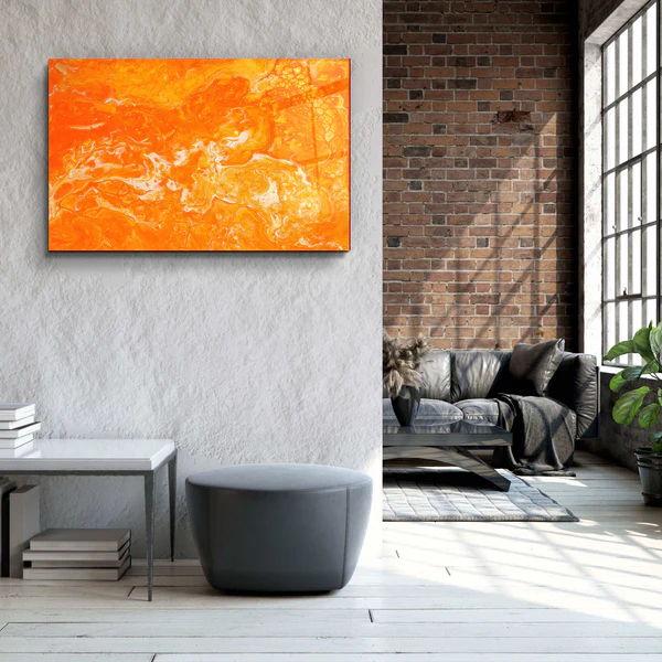 ・"Marble Collection H18 - Orange Juice"・Glass Wall Art - Image 3