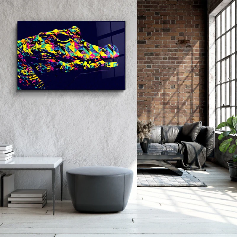 ・"Colormix Crocodile"・Glass Wall Art - Image 3