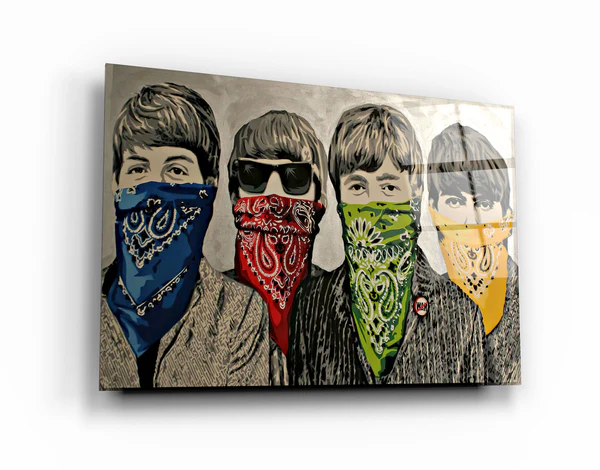 ・"Banksy - Beatles"・Glass Wall Art