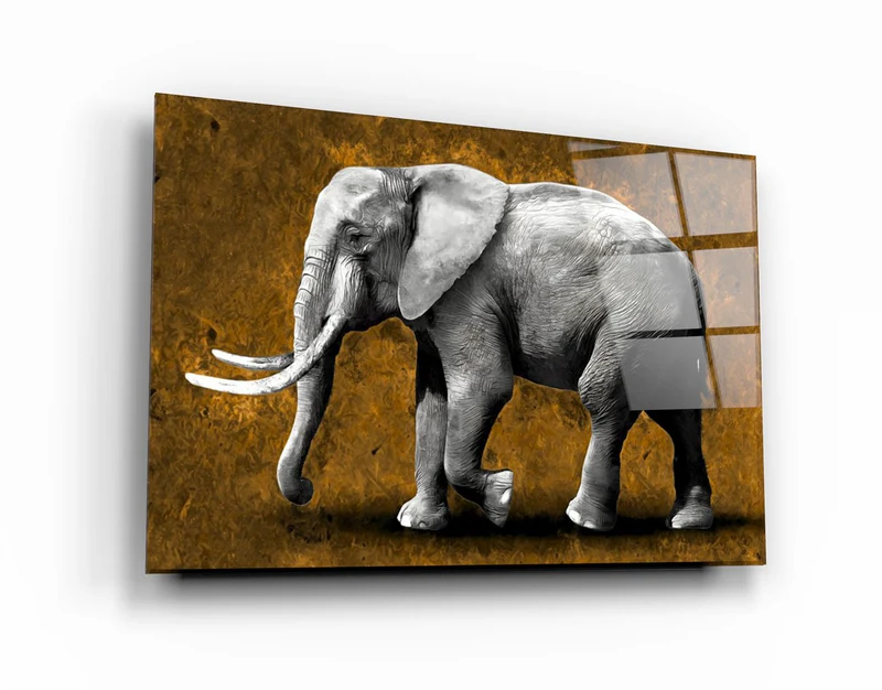 ・"Elephant Brown"・Glass Wall Art