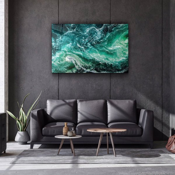 ・"Green Waves"・Glass Wall Art - Image 2