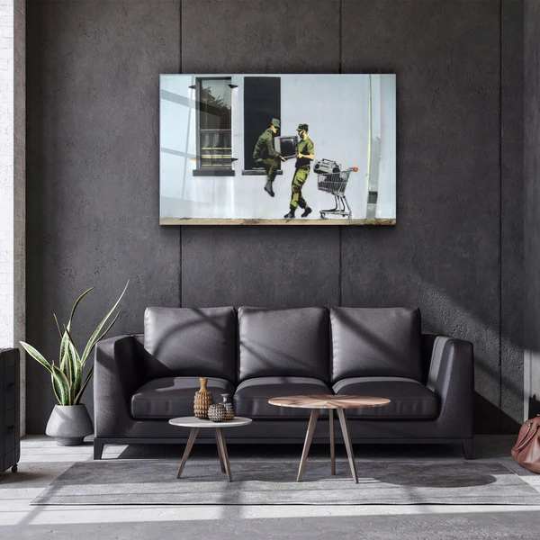 ・"Banksy - Looting Soldiers"・Glass Wall Art - Image 2