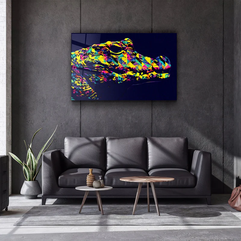 ・"Colormix Crocodile"・Glass Wall Art - Image 2