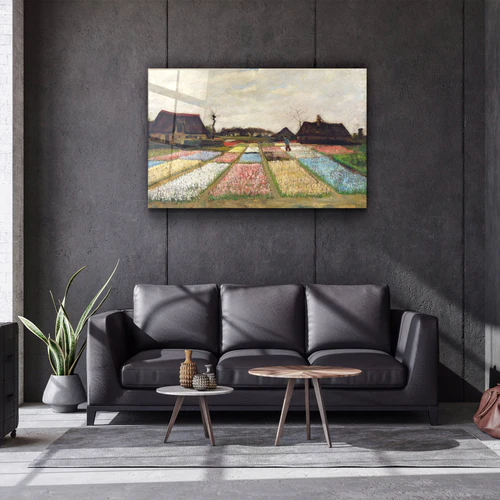・"Van Gogh art print, vintage Flower Beds in Holland wall decor (1883)"・Glass Wall Art - Image 3