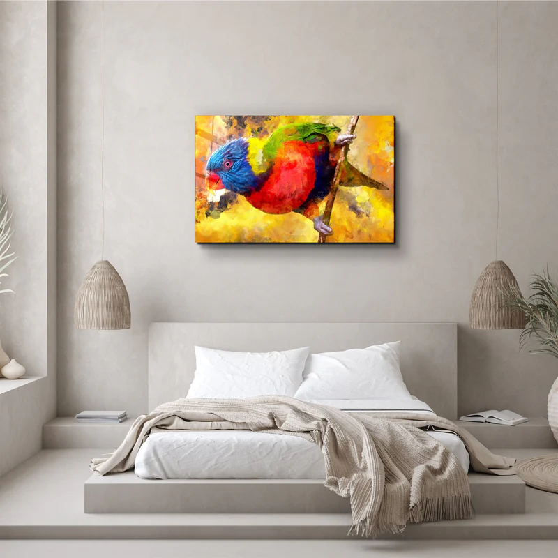 ・"Abstract Colorful Parrot"・Glass Wall Art - Image 2