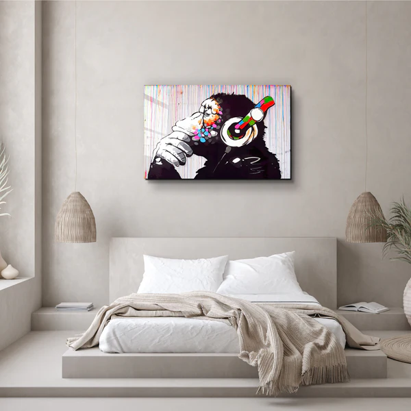 ・"BANKSY MONKEY BEAT"・Glass Wall Art - Image 2